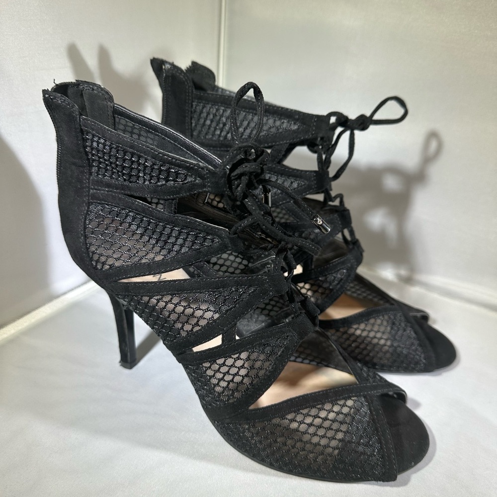 Nine West fishnet lace up heel